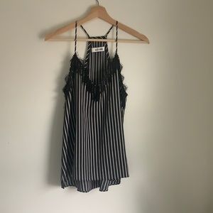 Satin pinstripe lace camisole